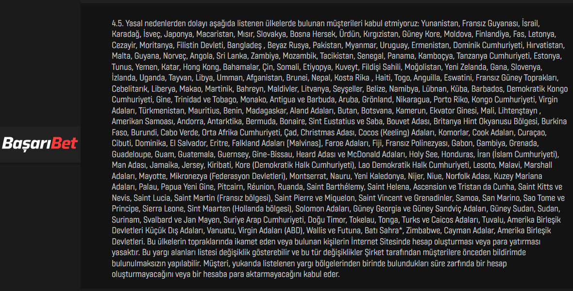 Kullanıcı Sözleşmesi Başarıbet Türkiye. 